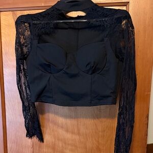 Elegant Black Lace Long Sleeve Top